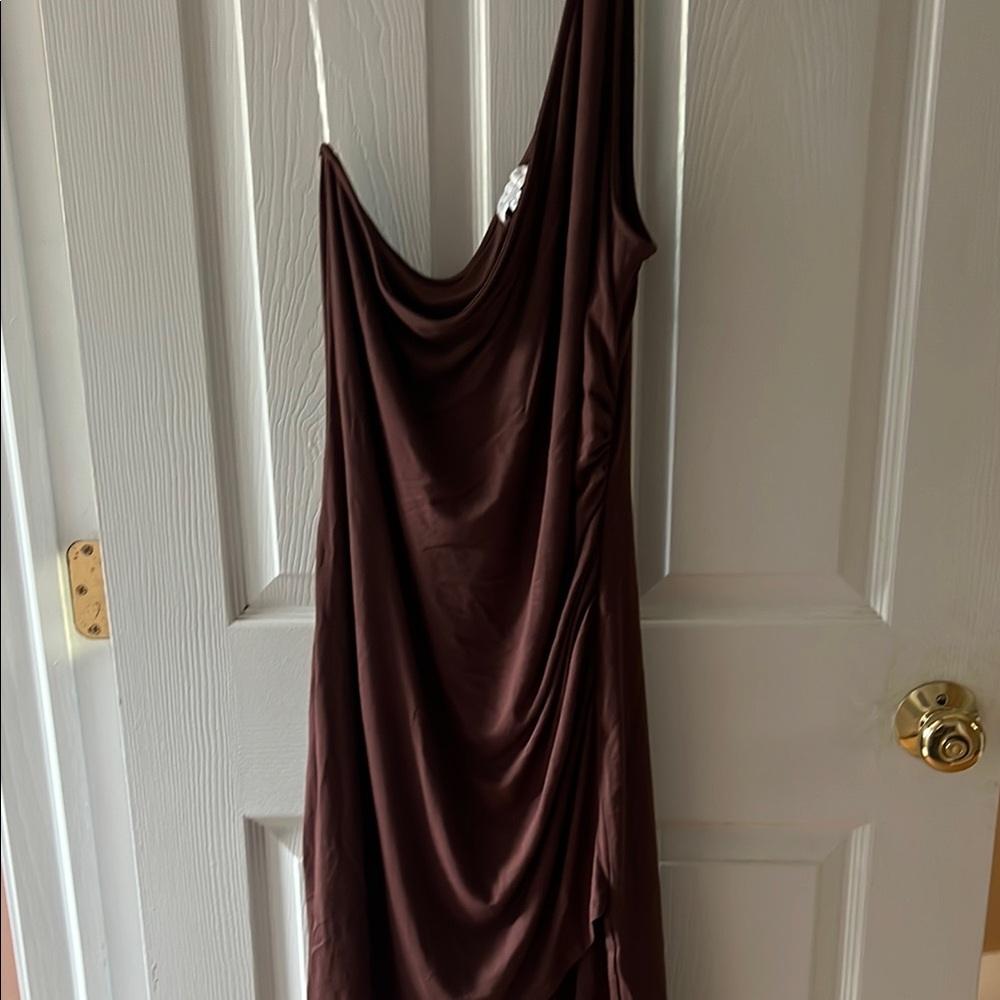 Elegant Brown Draped Dress